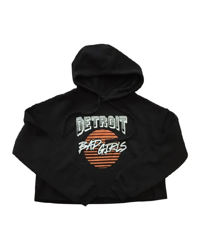 Ink Detroit Bad Girls Fleece Crop Hoodie - Black Refined Women's Velvet