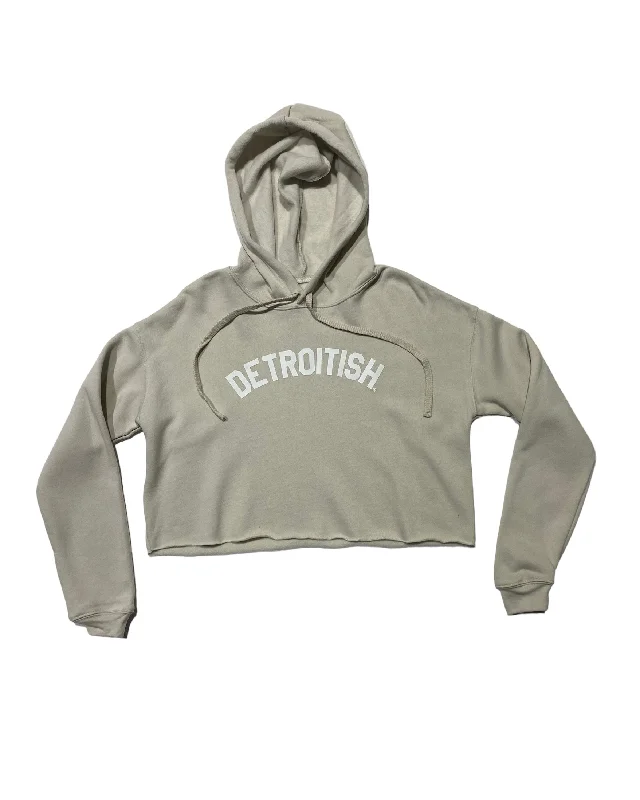 Ink Detroit Detroitish Fleece Crop Hoodie - Heather Dust Sustainable Organic