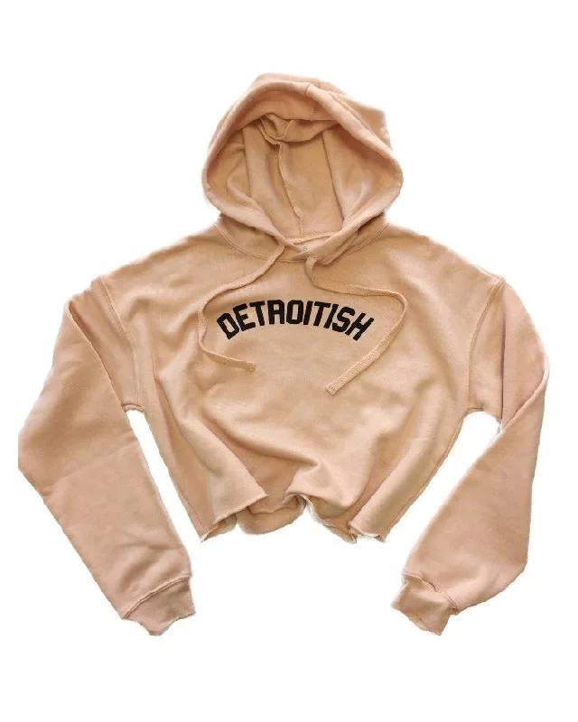 Ink Detroit Detroitish Fleece Crop Hoodie - Peach Artistic Women's Hand - painted