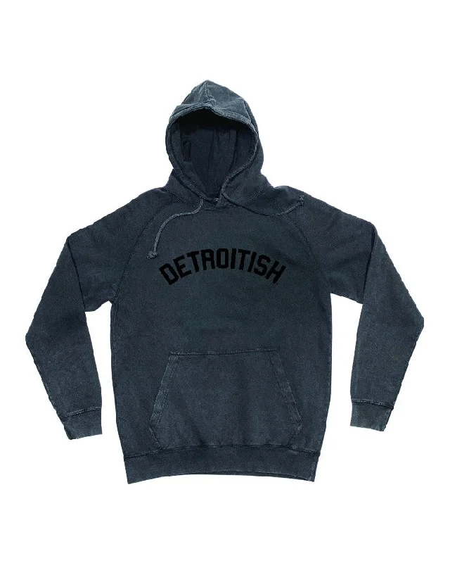 Ink Detroit Detroitish Mineral Wash Hoodie - Black Stylish Women's Neon
