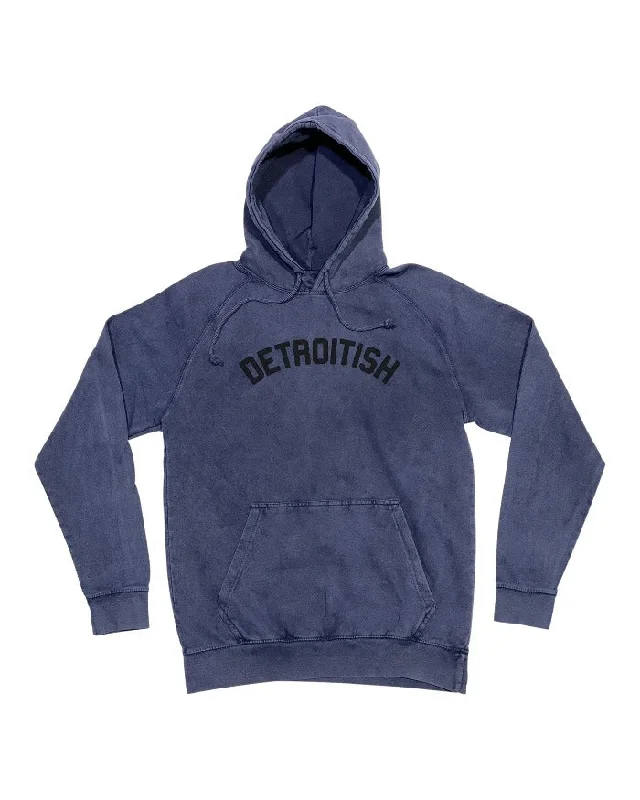 Ink Detroit Detroitish Mineral Wash Hoodie - Denim Blue Traditional Women's Wool