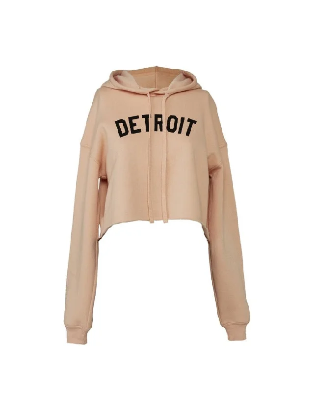 Ink Detroit Fleece Crop Hoodie - Peach Casual Women's Loose - fitting