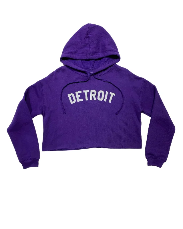 Ink Detroit Fleece Crop Hoodie - Purple Athletic Women's High - 