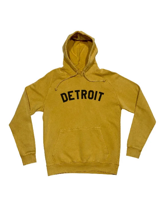 Ink Detroit Mineral Wash Hoodie - Mustard Cool Women's Distressed