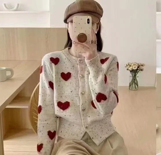Kiana Cute Woolen Sweater with Heart Detail Practical Women's Quick - dry
