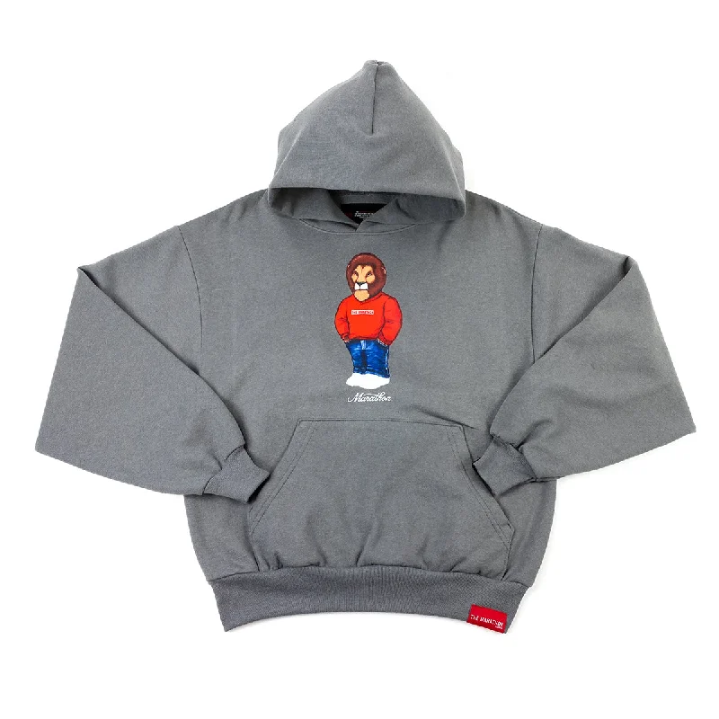 Leo The Marathon Lion (Marathon Crewneck) Hoodie - Slate Grey Stylish Women's Tropical 