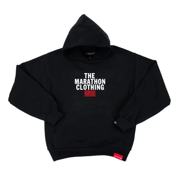 Limited Edition TMC Stacked Logo Hoodie - Black/White Laid - back Women's Vibe