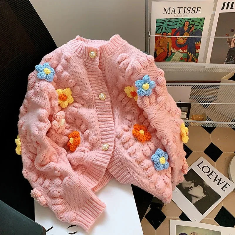 Lisido Statement Woolen Sweater with Flower Detail Hip Women's Retro