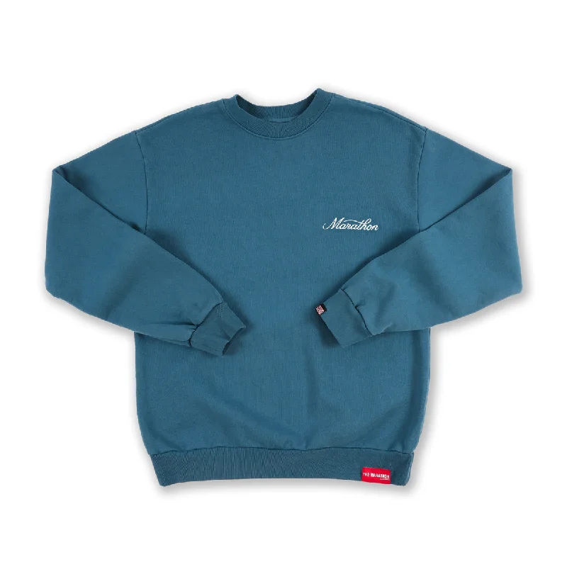 Marathon 3D Embroidered Stacked Script Crewneck - Dragonfly/White Vacation