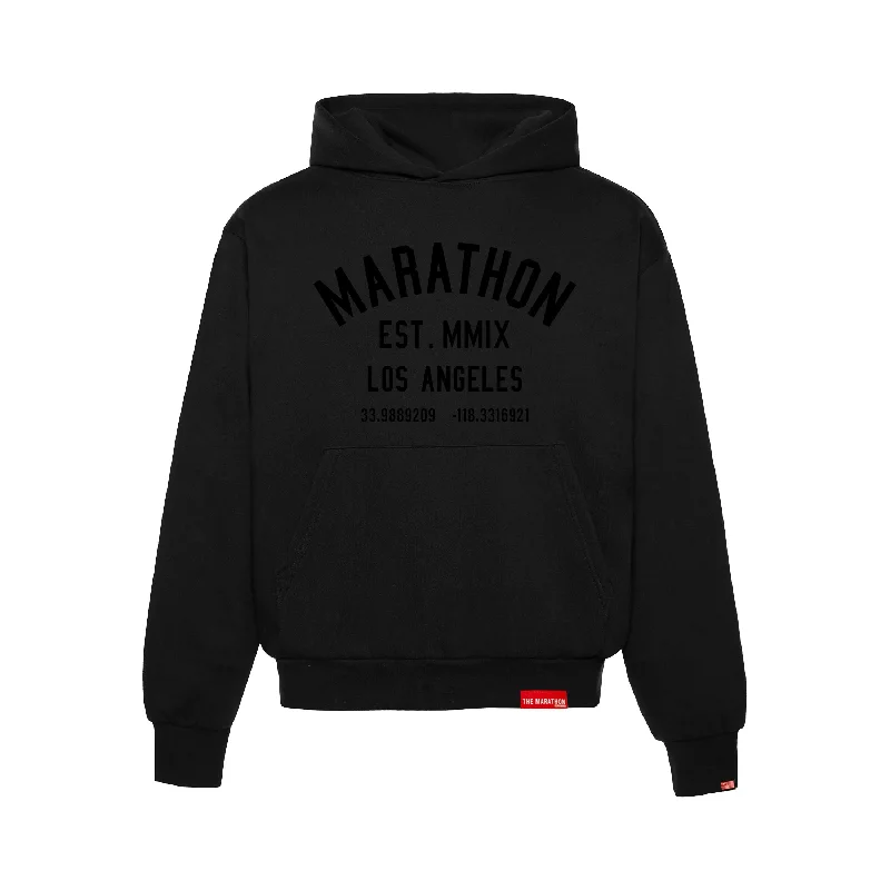 Marathon Classic Hoodie - Black/Black Feminine Women's Style 