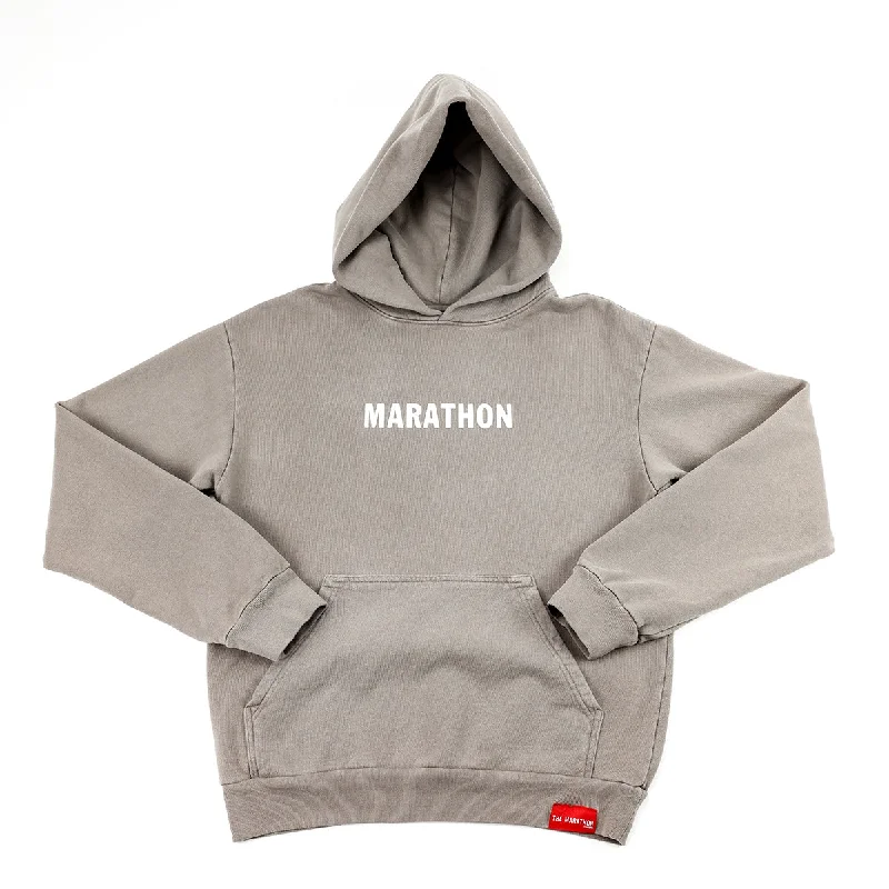 Marathon Leisure Hoodie - Mocha/White Monochromatic Office Style