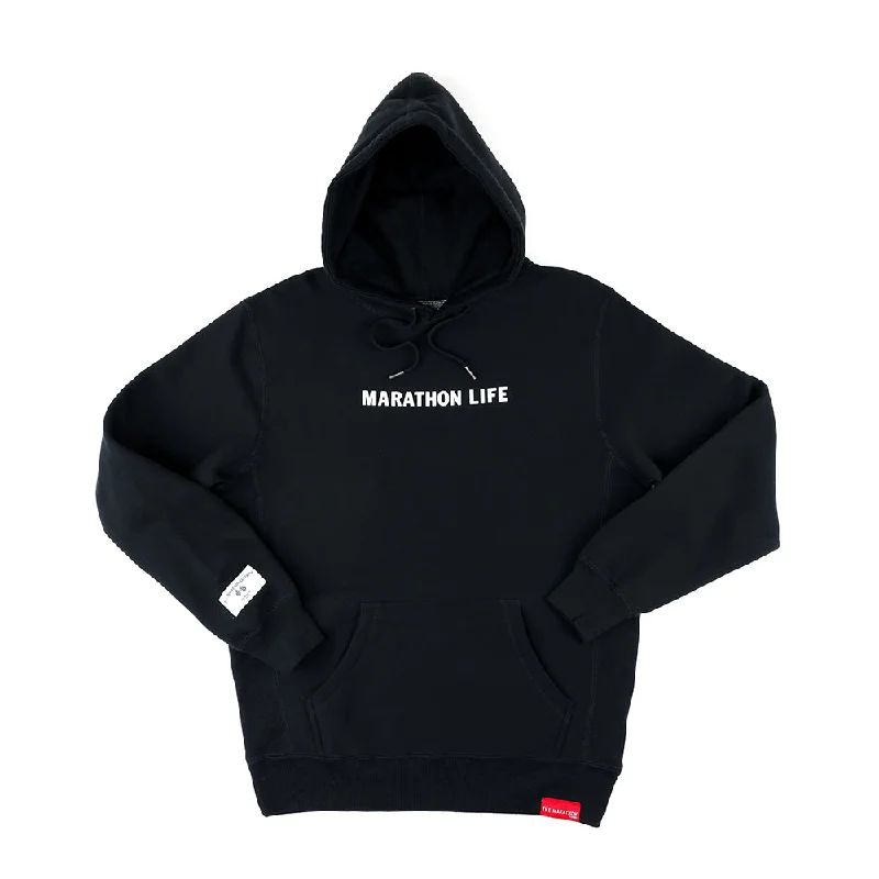 Marathon Life (Victory Flags) Hoodie - Black/White Dynamic Women's High - energy