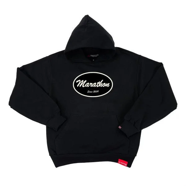 Marathon Origin Patch Hoodie - Black/White Sophisticated Women's Tailored