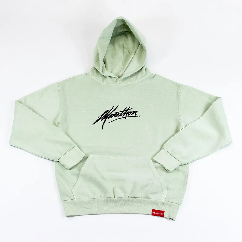 Marathon Script Signature Hoodie - Pistachio/Black Youthful Women's Anime - inspired