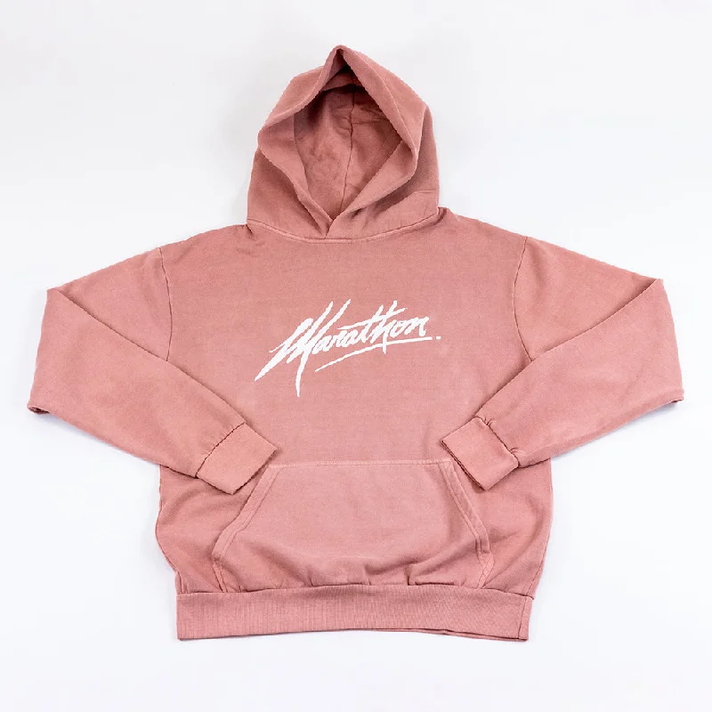 Marathon Script Signature Hoodie - Salmon/White Classic Women's Pin - striped