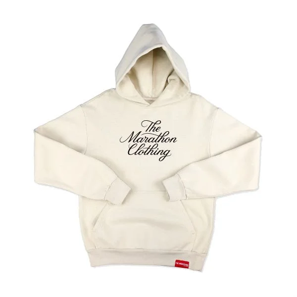 Marathon Stacked Script Hoodie - Bone/Black Earthy Women's 