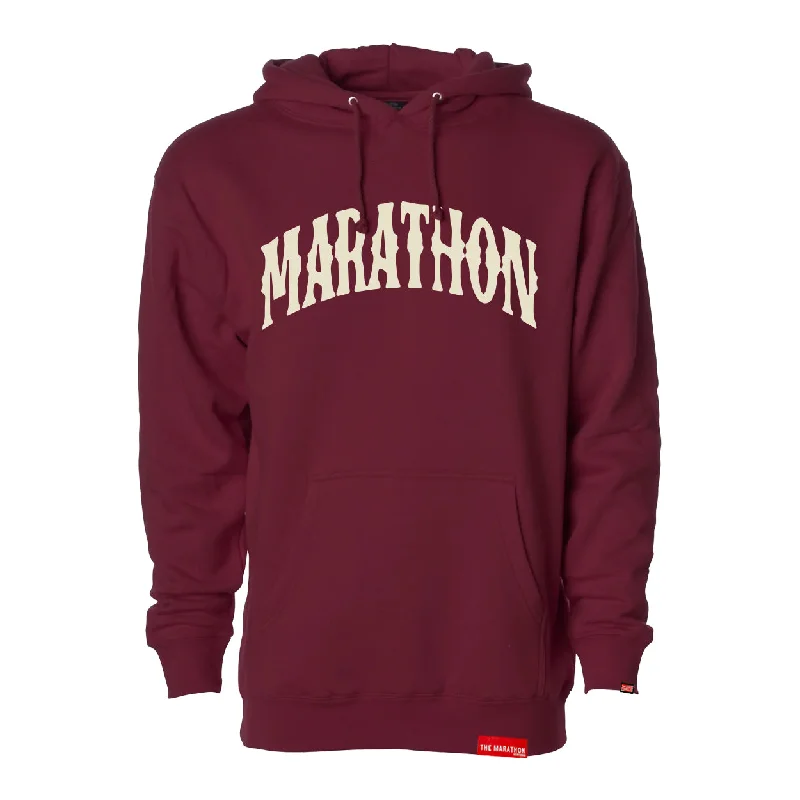 Marathon Vintage Arch Hoodie - Maroon/Cream Sporty Women's Athleisure 