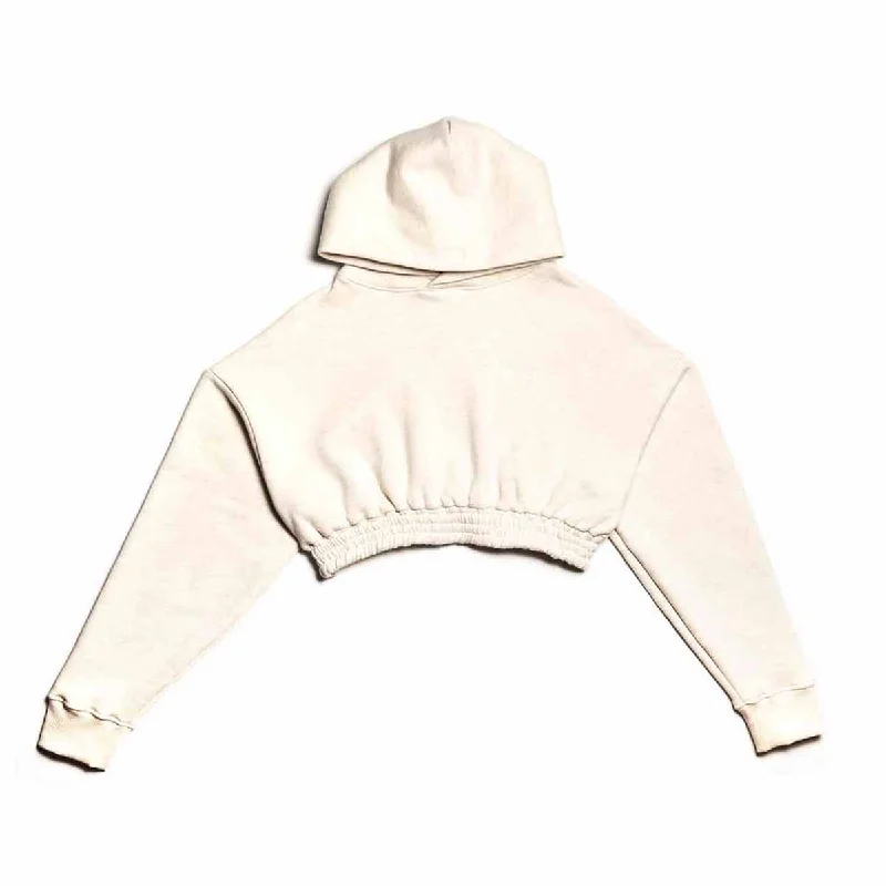 Marathon Womens Crop Hoodie - Ash Grey Geometric