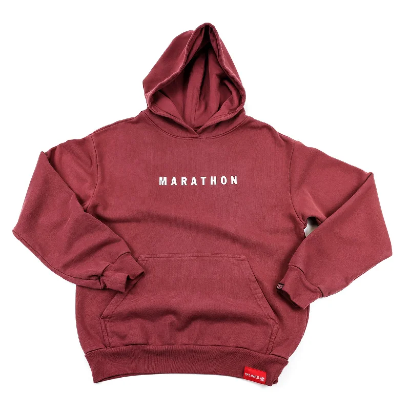 Marathon Women's Hoodie - Maroon Bold Women's Statement