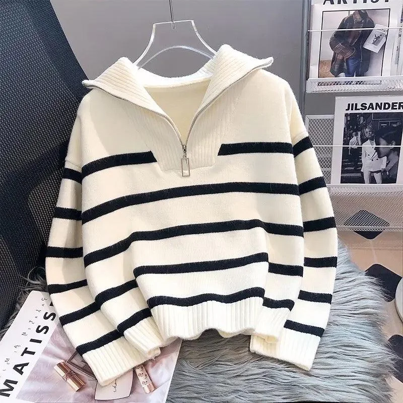 Mastro Striped Statement Sweater Sophisticated Women's Tailored