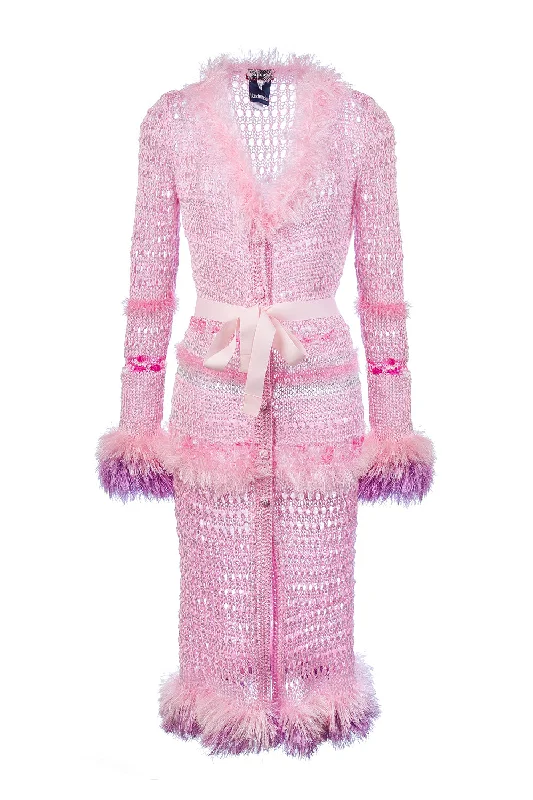 Monroe Pink Handmade Knit Cardigan-Dress Street