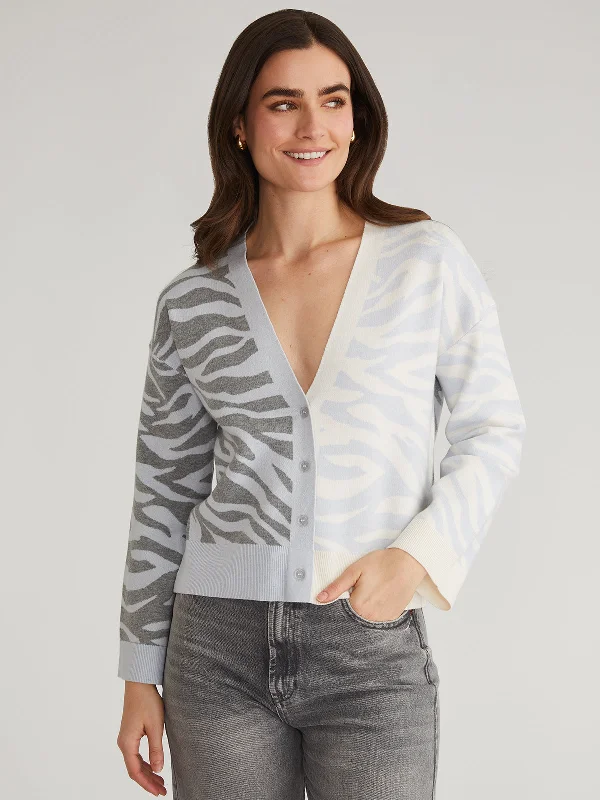 Nicole: Colorblock Zebra Print Cardigan Confident Women's High - fashion