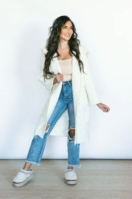 Nothing Left to Say Ivory Chunky Knit Cardigan Practical Women's Quick - dry