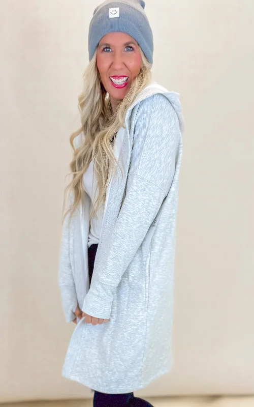 Open Longline Hoodie Cardigan Fleece Lining | MONO B Vintage Women's 1970S 