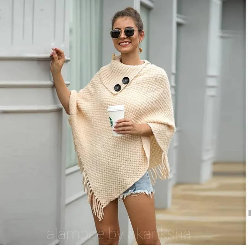 Pegmove Tasseled Cape Sweaters Gym