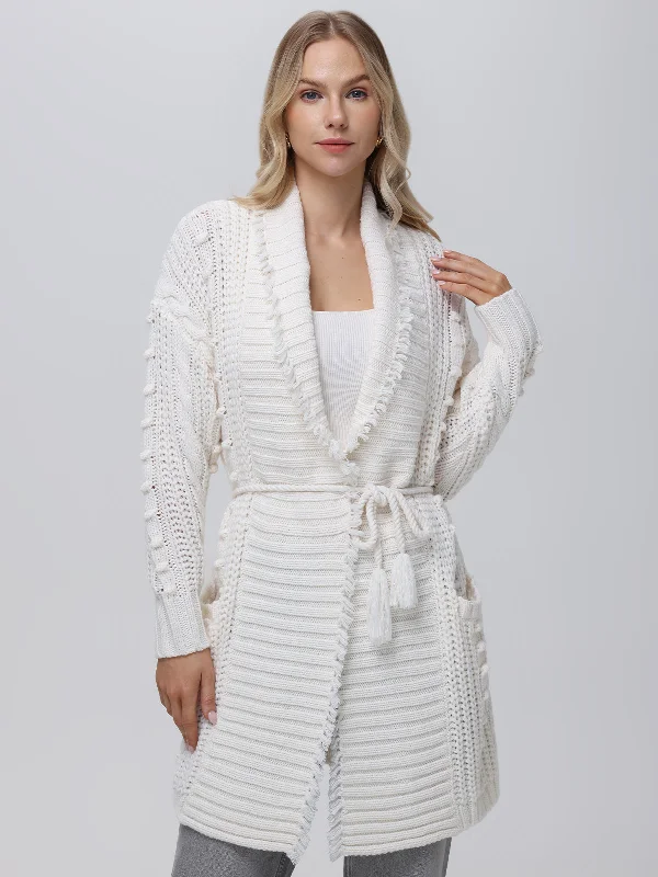 Penelope: Cable Long Wrap Cardigan Sporty Women's Tennis