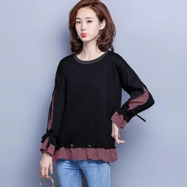 Plus Size Women Autumn Long Sleeve Casual Sweatshirt Two Pieces Female Pullovers Hoodies Feminine Women's Style 