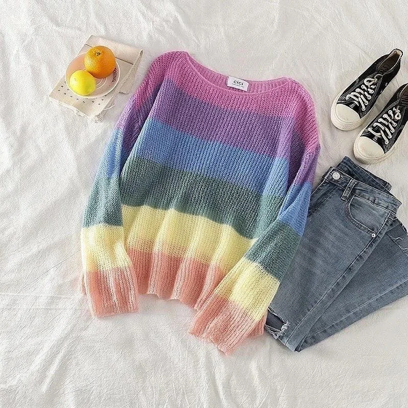 Rainbow Pullover Sophisticated Women's Tailored