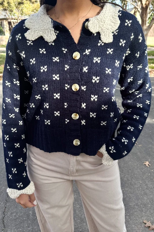 Sing My Song Navy Cardigan Sweater Practical Women's Quick - dry
