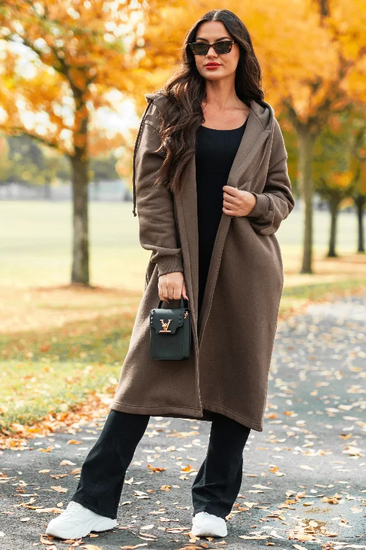 Slumbering Beauty Hooded Longline Cardigan (Brown) Rugged Women's Outdoor 