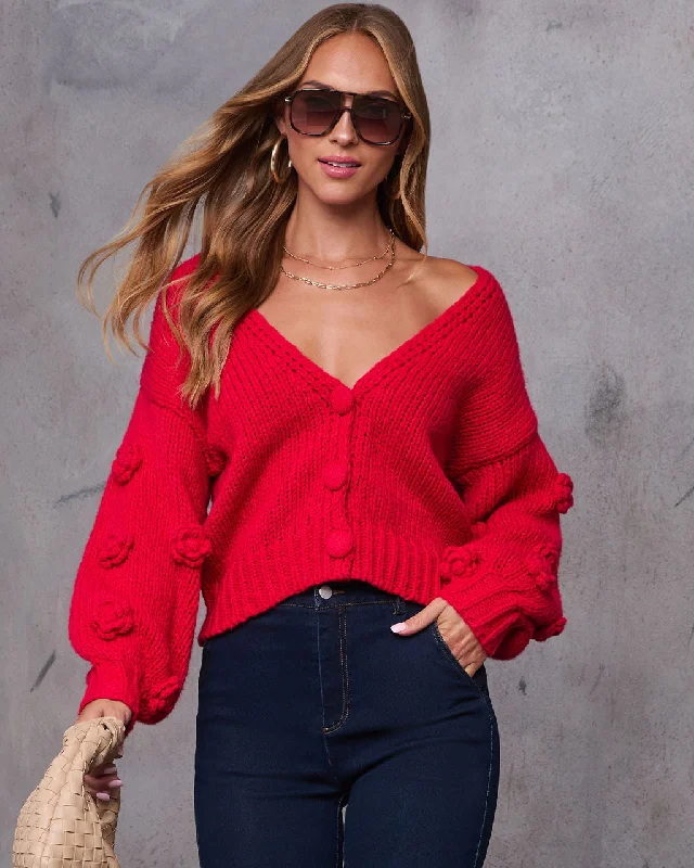 Sonja Knit Floral Detail Cardigan Geometric