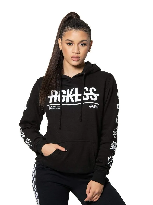 Strike Thru Jr Hoodie - Black Preppy Women's College
