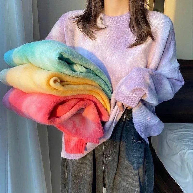 Tie and Dye Pullovers Relaxed Women's Beachy