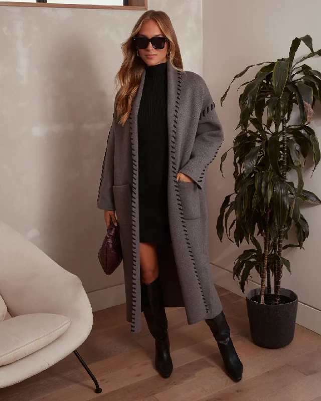 Warm Harvest Contrast Stitch Duster Coat Unique Women's Upcycled