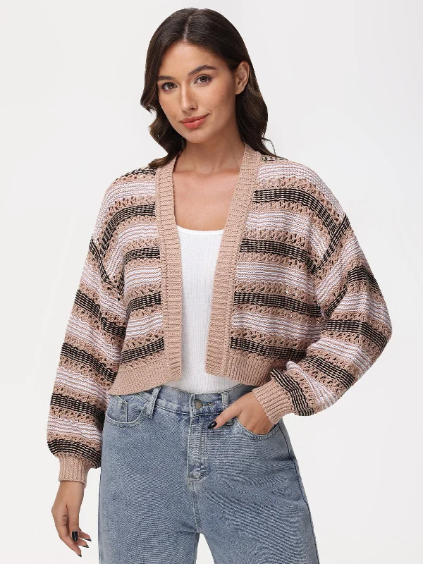 Zoe: 100% Cotton Open Stitch Cardigan Monochromatic Office Style